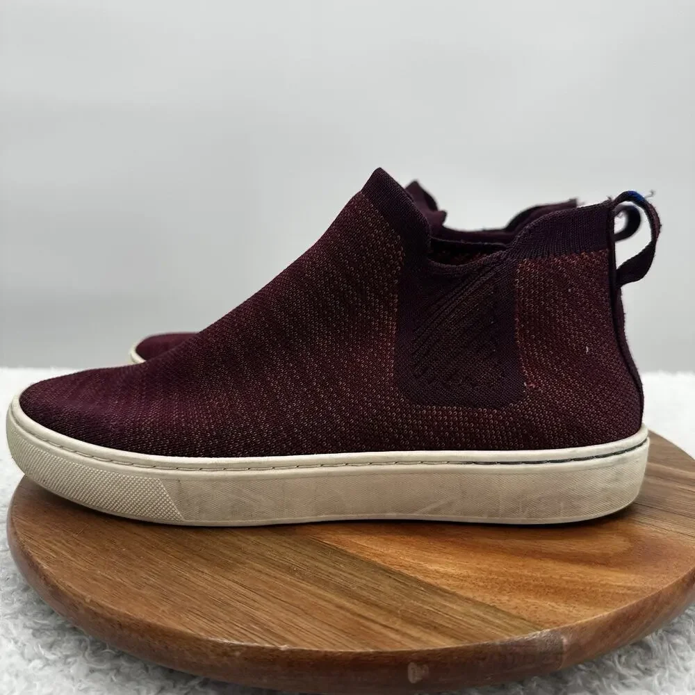 Rothys Chelsea‎ Boot Womens 7.5 Berry Lattice Knit High Top Sneaker Ankle Shoes